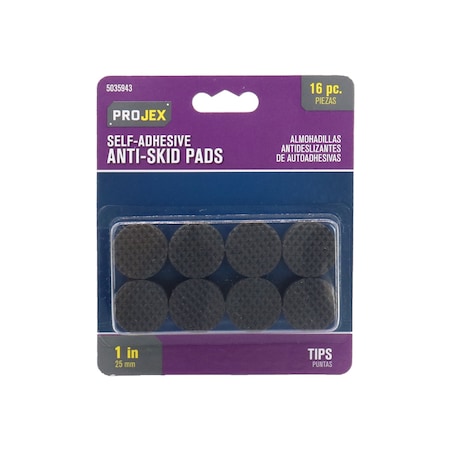 Projex Projex Rubber Self Adhesive Non-Skid Pad Black Round 1 in. W 16 pk P0044